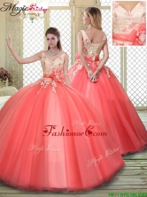 Luxurious Straps Quinceanera Dresses with Appliques and Hand Made Flowers YCQD051FOR