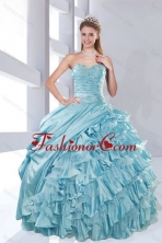 Luxurious Sweetheart Beading Aqua Blue Quinceanera Dresses in Taffeta for 2015 XFNAO158TZFXFOR