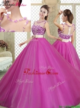 Modern Scoop  Quinceanera Dresses with Belt and Appliques YCQD079FOR