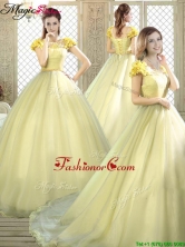 New Arrivals Bateau Brush Train Quinceanera Dresses  YCQD053FOR