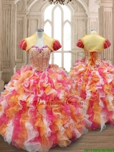 New Arrivals Multi Color Quinceanera Dress with Beading and Ruffles SWQD133FOR