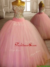 New Style Beaded Bodice Baby Pink Sweet 16 Dress in Tulle SWQD121-2FOR