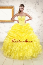 Popular Sweetheart Yellow Quinceanera Dresses with Beading XFNAOA03FOR
