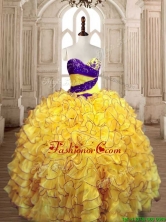 Pretty Ball Gown Yellow Quinceanera Dress with Beading and Ruffles SWQD175FOR