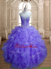 Romantic Organza Beading and Ruffles Quinceanera Dress in Lavender SWQD155-4FOR