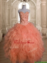 Unique Big Puffy Orange Red Quinceanera Dress with Beading and Ruffles SWQD142-1FOR