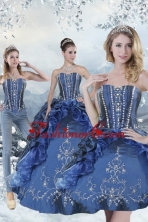 Wonderful Blue Sweet 15 Dresses with Embroidery and Beading for 2015 XFNAOA62TZA1FOR
