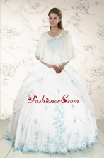 Wonderful Strapless Appliques 2015 Quinceanera Dresses in White XFNAO093BFOR