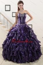 2015 Exquisite Sweetheart Purple Quinceanera Dresses with Appliques XFNAO020FOR