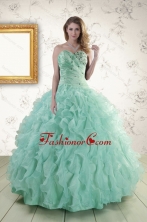2015 Pretty Sweetheart Beading Quinceanera Dresses in Apple Green XFNAO663FOR