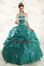 2015 Pretty Sweetheart Organza Appliques Sweet 16 Dresses XFNAO006AFOR