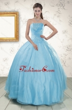 2015 Strapless Beading Affordable Quinceanera Dresses in Baby Blue XFNAO046FOR