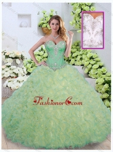 2016 Fashionable Ball Gown Beading and Ruffles Quinceanera Dresses  SJQDDT356002FOR