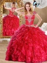 2016 Fashionable Red Quinceanera Gowns with Beading and Ruffles SJQDDT470002-3FOR
