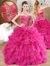 2016 New Style Ball Gown Fuchsia Sweet 16 Dresses with Ruffles QDDTA119001FOR