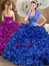 2016 Pretty Royal Blue Quinceanera Gowns with Beading and Ruffles SJQDDT484002-2FOR