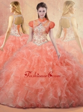 2016 Romantic Straps Open Back Sweet 16 Dresses with Beading and Ruffles SJQDDT430002FOR