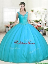 Affordable Aqua Blue Tulle Quinceanera Dress with Beading YYPJ053-1FOR