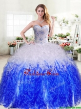 Best Selling Really Puffy Quinceanera Dress in Royal Blue and White YYPJ033-2FOR