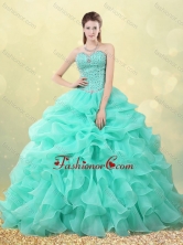 Big Puffy Apple Green Quinceanera Dress with Beading and Bubbles XFQD1030FOR
