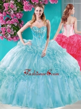 Big Puffy Ruffled Turquoise Quinceanera Dresses with Beaded Bodice SJQDDT665002FOR