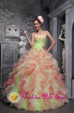 Capeti Panama Waving tucks strapless Flower Decorate Multi-color For Sweet 16 Dress In 2013 Quinceanera Style ZYLJ07FOR 