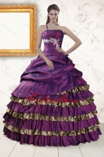 Classic One Shoulder Quinceanera Dresses with Beading and Leopard XFNAO392FOR