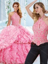 Cut Out Bust Beaded Bodice Detachable Quinceanera Dress with Halter Top SJQDDT540002AFOR