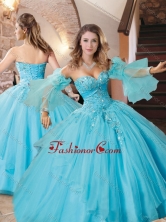Exquisite Organza Applique with Beading Quinceanera Dress in Aqua Blue XFQD1041FOR