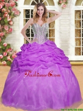 Fashionable Beaded and Pick Ups Sweet 16 Dress in Eggplant Purple YSQD006-3FOR