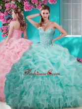 Flirting Brush Train Really Puffy Quinceanera Dress with Beading and Ruffles SJQDDT642002FOR