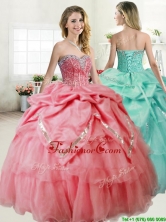 Gorgeous Beaded and Pick Ups Quinceanera Dress in Coral Red YYPJ055FOR