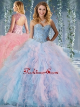 Gorgeous Rainbow Big Puffy Quinceanera Gown with Beading and RufflesSJQDDT596002FOR