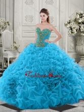 Latest Beaded and Ruffled Baby Blue Quinceanera Dress with Chapel Train SJQDDT518002FOR