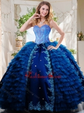 Luxurious Beaded and Applique Royal Blue Quinceanera Dress in Taffeta and Tulle SJQDDT736002FOR