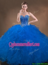 Perfect Big Puffy Beaded and Ruffled Sweet 16 Dress in Blue SWQD050MT-3FOR