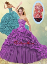 Popular Big Puffy Brush Train Taffeta Quinceanera Dress in Purple SJQDDT500002FOR