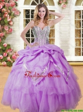 Pretty Beaded and Pick Ups Quinceanera Dress in Lilac for Spring YSQD009-3FOR