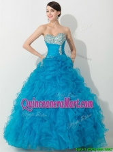Princess Baby Blue Quinceanera Gown with Beading and Ruffles THQD006FOR