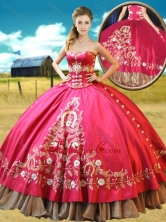 Really Puffy Taffetae Red Quinceanera Gown with Appliques and Beading XFQD1070FOR