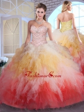 Romantic Ball Gown Sweet 16 Dresses in Multi Color with Beading and Ruffles SJQDDT386002FOR