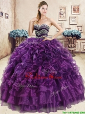 Romantic Beaded and Ruffled Organza Quinceanera Dress in Purple YYPJ036-1FOR