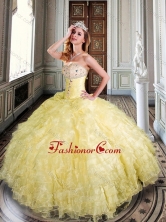 Sweetheart Yellow Sweet 16 Dress with Beading and Ruffles XFQD1019FOR