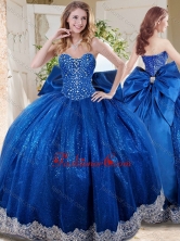 Wonderful Beaded and Applique Big Puffy Quinceanera Dress with Bowknot SJQDDT706002FOR