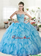 Wonderful Big Puffy Baby Blue Quinceanera Dress with Beading and Ruffles YYPJ054-2FOR