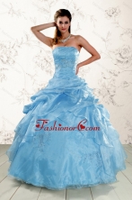 2015 Brand New Aqua Blue Quinceanera Dresses with Appliques XFNAO072AFOR
