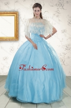 2015 Discount Blue Strapless Quinceanera Dress with Beading XFNAO046AFOR
