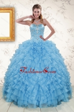 2015 Pretty Sweetheart Blue Sweet 15 Dresses with Beading XFNAODVC1037FOR