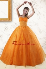 2015 Princess Orange Quinceanera Dresses with Appliques XFNAO188FOR