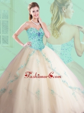 2016 Classical Sweetheart Beading and Appliques Champagne Quinceanera Dresses  SJQDDT382002-1FOR